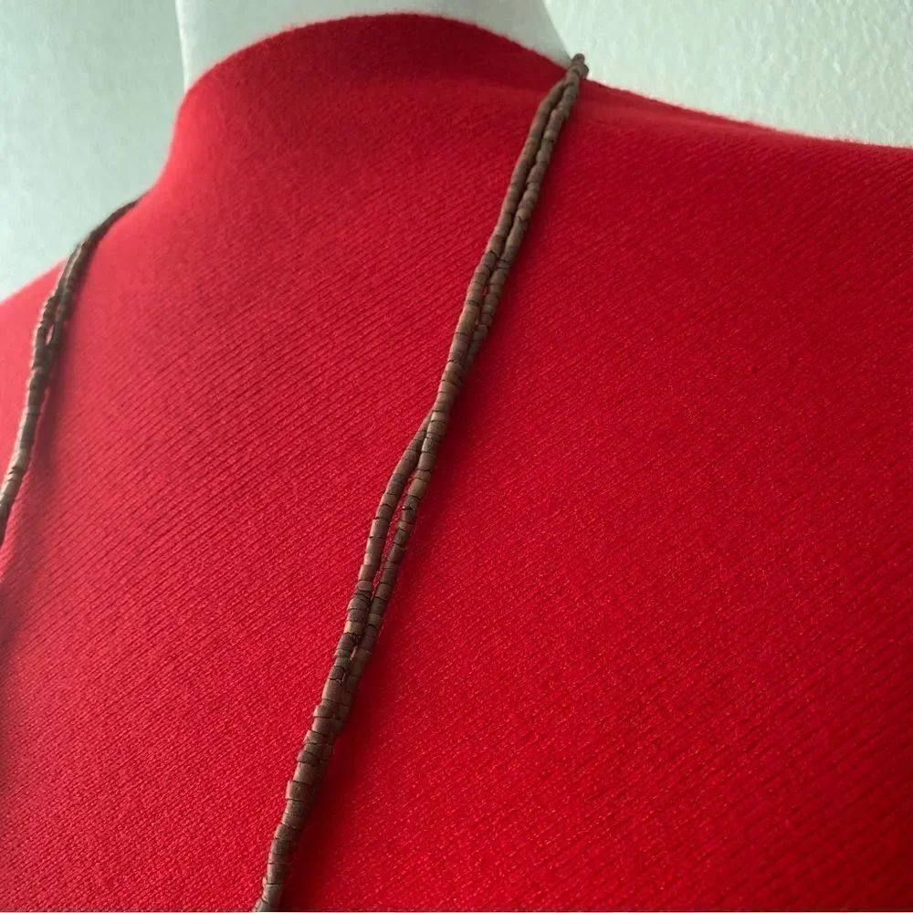 Brown Beaded Necklace Small Beads Bohemian - Picture 5 of 6